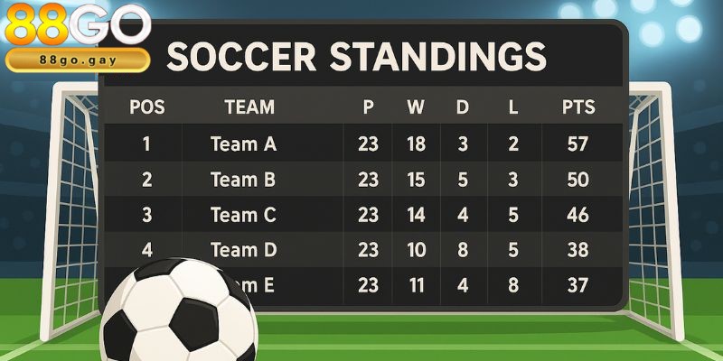Bảng xếp hạng bóng đá tại 88GO chinh phục người mê cá cược? 2 Bảng xếp hạng bóng đá thể hiện nhiều yếu tố